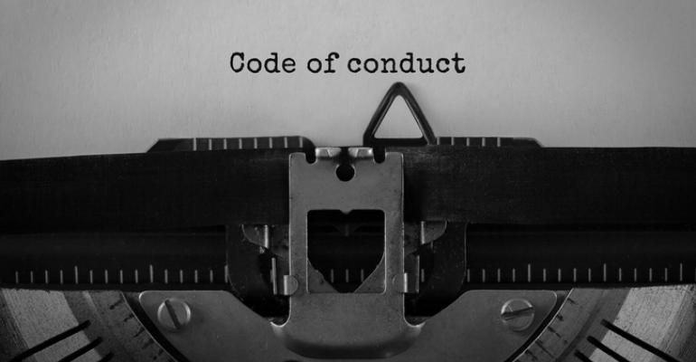 Code of Conduct typed on a typewriter